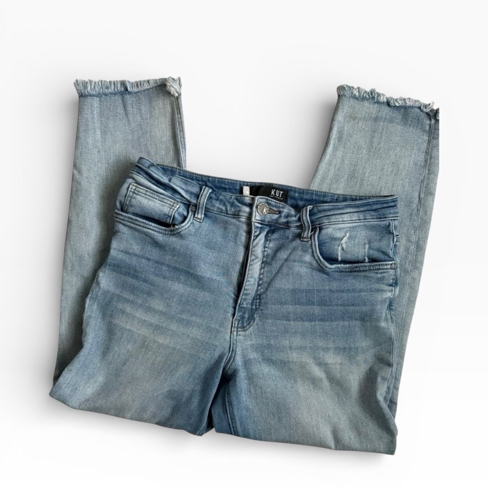 KUT Distressed Women's Ankle Jeans Raw Hem #147555 Size 10 - Picture 5 of 13